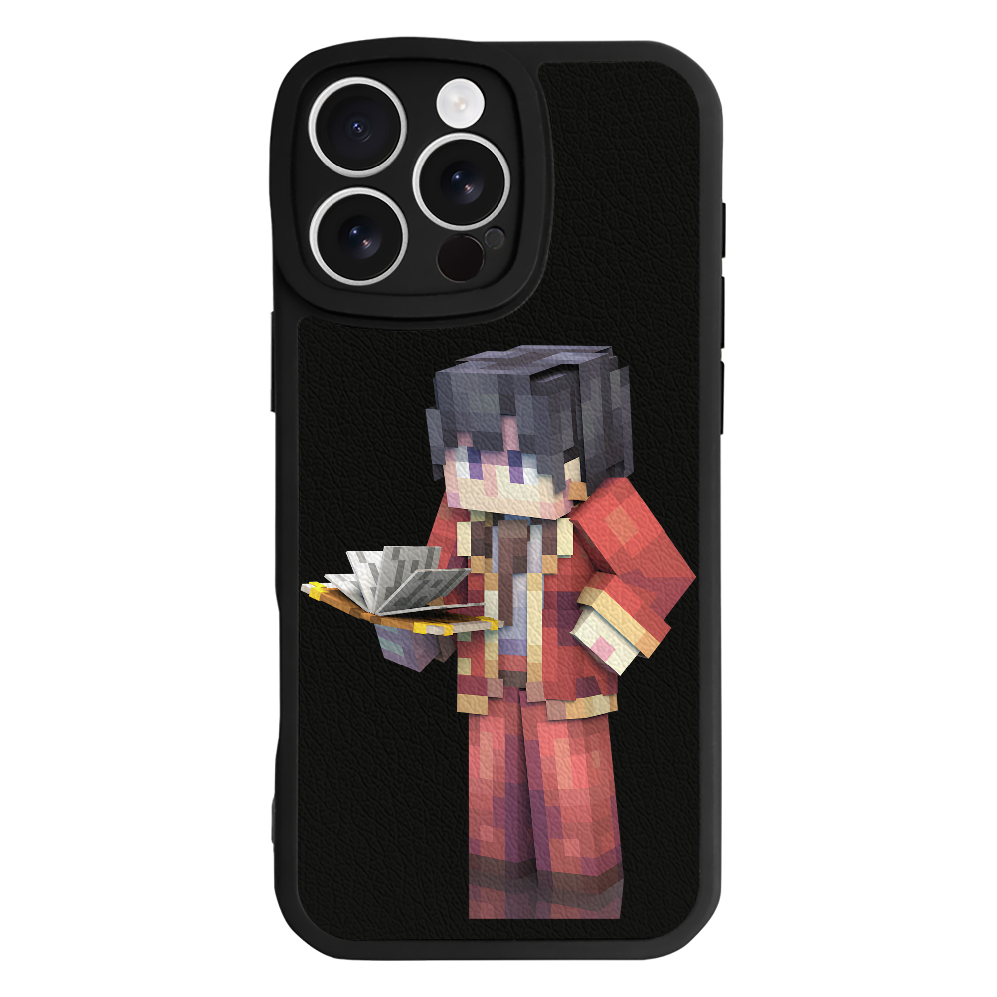 （画像用） マインクラフト ブロックの世界 Minecraft MC Block world 【iPhone 16シリーズ対応】シリコンスマホケース（レザー調） 材質：シリコン